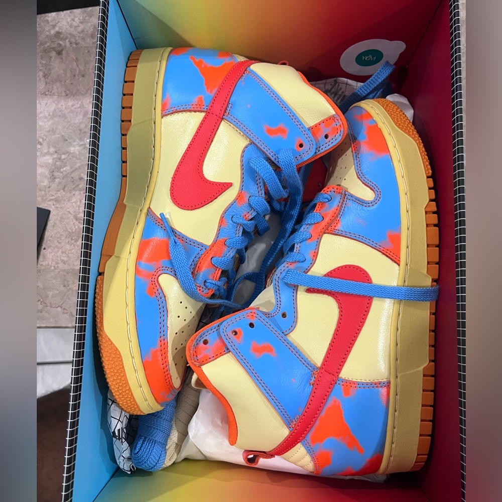 Nike Yellow and Blue High-Top Sneakers
